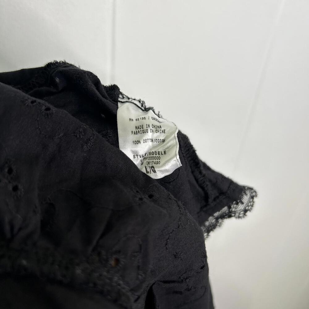 Guess Black Lace Trim Embroidered Spaghetti Strap Zip Up Tank Top Women's Large - Picture 5 of 5